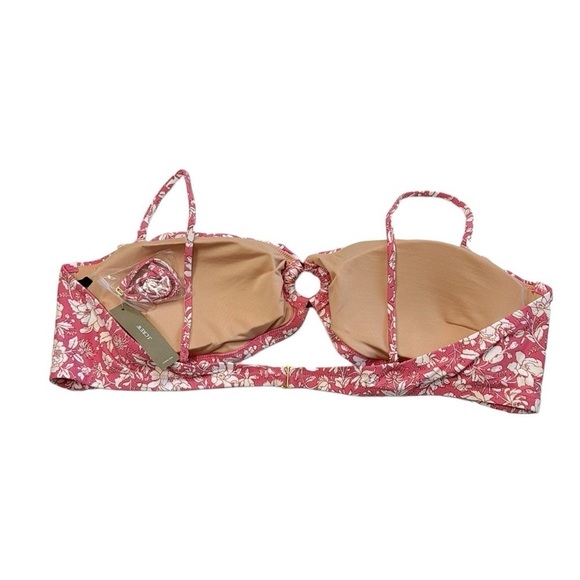 J. Crew O-Ring Bandeau Bikini Top Women's Plus 3X Pink Tossed Floral New BH555 - Picture 2 of 13